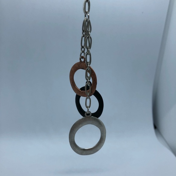Dangle Circular Necklace Silver, Copper, Black Tones ( 3 for $15 ) - Picture 2 of 4